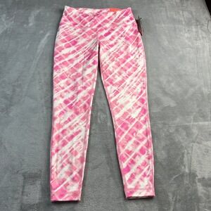 ZELOS Women's Pink White Tie Dye 7/8 Athletic Leggings Size Small Absorb & Wicks